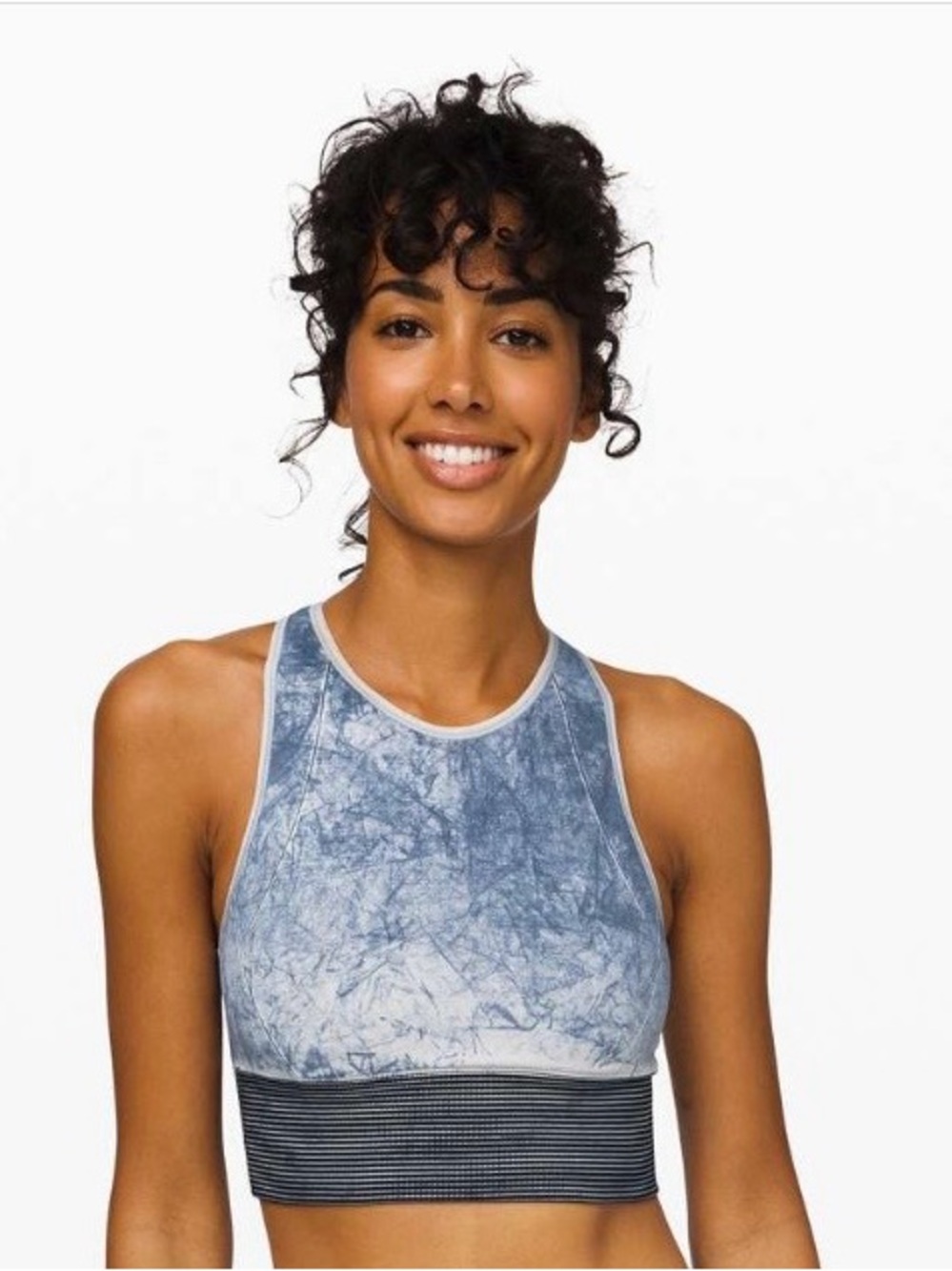 Lululemon Ebb to Train Bra in White and Black Luna Wash | Size 6